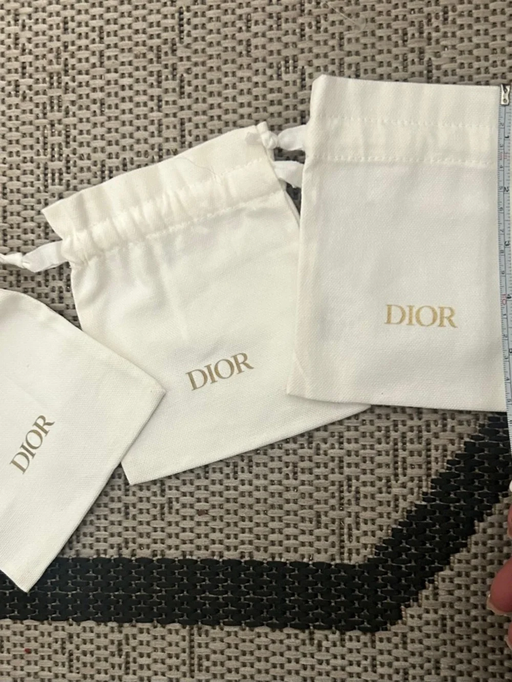 Dior New Gold & White Drawstring Pouches (Set of 3) - Picture 3 of 3